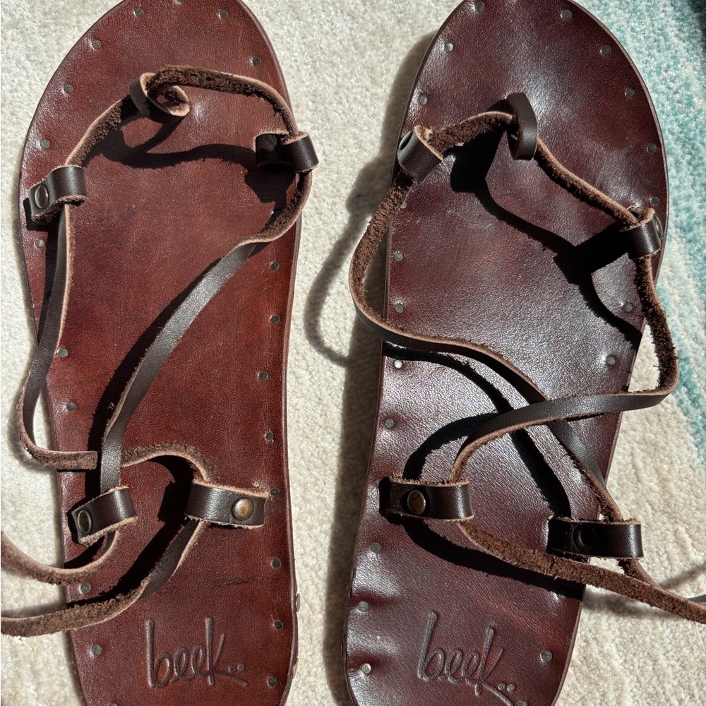Beek Dark Brown Leather Sandals